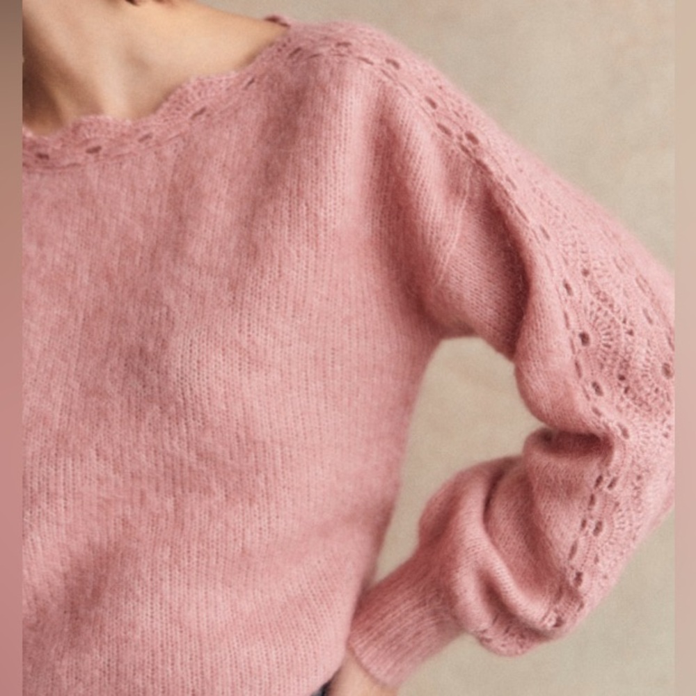 Sezane Stacy jumper Kid Mohair sweater in Petal
